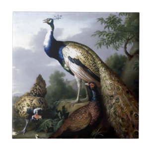 Peacock Bird Family Painting Tile