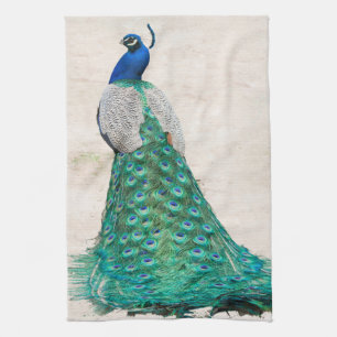 Peacock Bird Feather Teal Turqu Kitchen Dish Towel