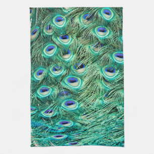 Peacock Bird Feather Teal Turqu Kitchen Dish Towel