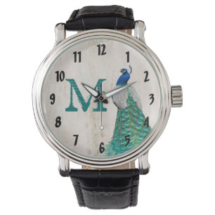 Peacock Bird Feather Teal Turquoise Vintage Watch