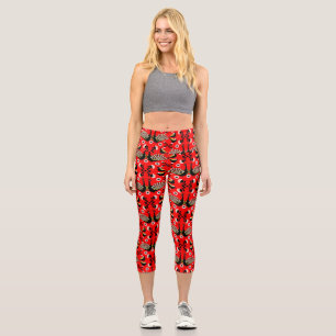 Peacock Bird Folk Art.  Capri Leggings