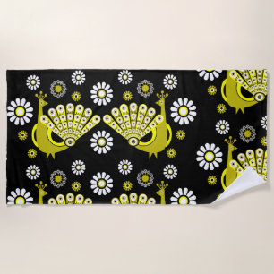 Peacock Bird Graphic Art Beach Towel
