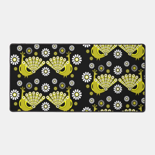 Peacock Bird Graphic Art Desk Mat (Front)