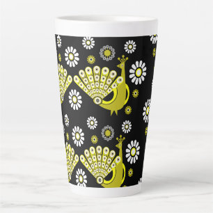 Peacock Bird Graphic Art Latte Mug