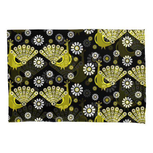 Peacock Bird Graphic Art Pillowcase (Front-Left)