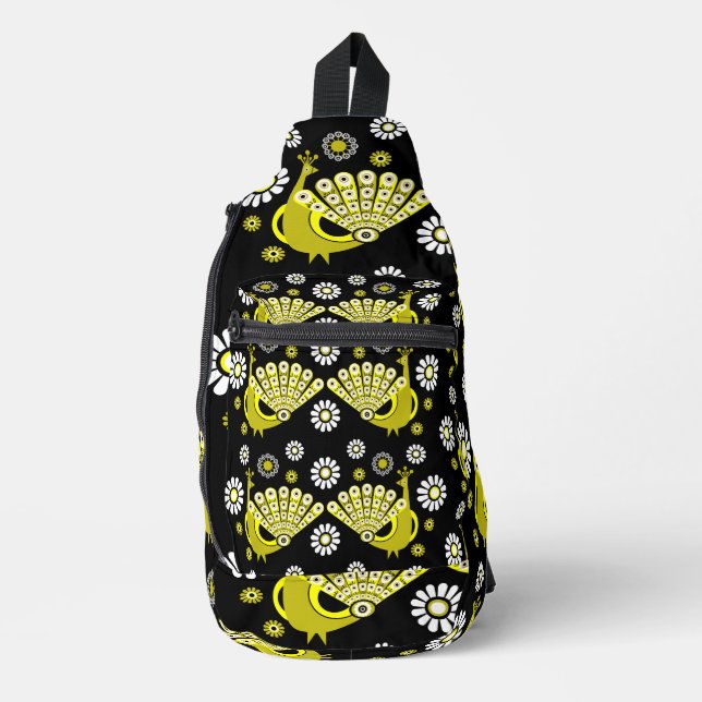 Peacock Bird Graphic Art Sling Bag (Front)
