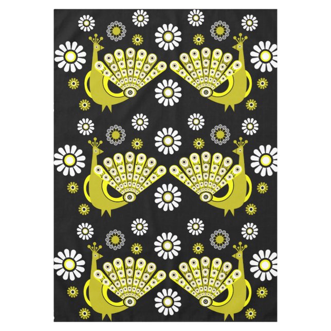 Peacock Bird Graphic Art Tablecloth (Front)