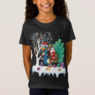 Peacock Bird Lover Xmas Gift Santa Riding Peacock  T-Shirt