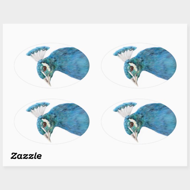 Peacock bird sticker Oval  (Sheet)