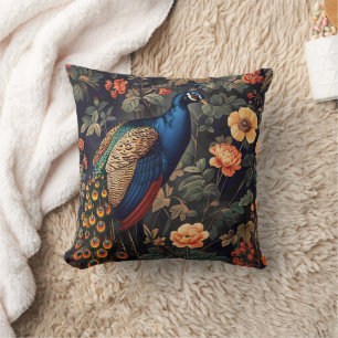 Peacock Bird Vintage Pattern Forest Cushion