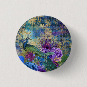 Peacock Birds Trendy pin button