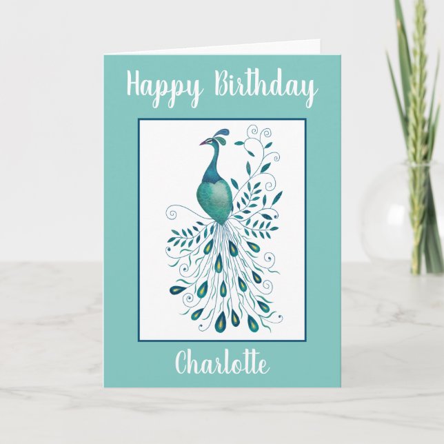 Peacock Birthday Card (Front)