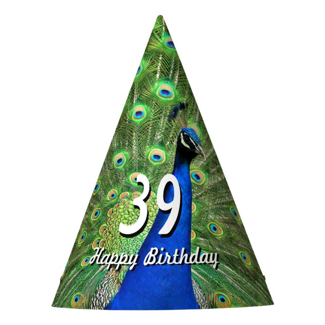 Peacock Birthday Party Hat (Front)