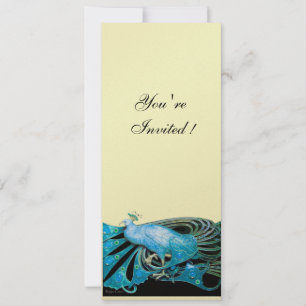 PEACOCK black ,blue ,gold metallic paper Invitation