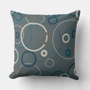 Peacock Blue and Grey Circles Cushion