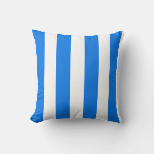 Peacock Blue and White Striped Cushion