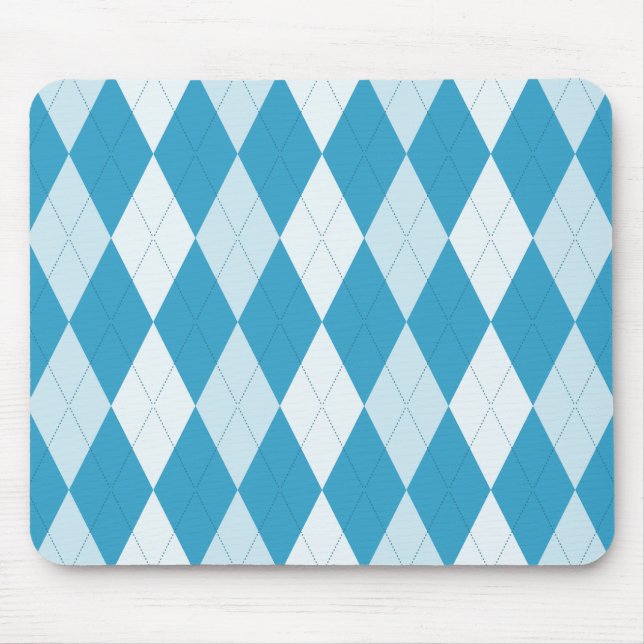Peacock Blue Argyle Diamond Shape Mouse Mat (Front)