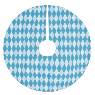 Peacock Blue Argyle Small Diamond Shape Brushed Polyester Tree Skirt