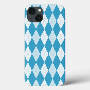 Peacock Blue Argyle Small Diamond Shape iPhone 13 Case
