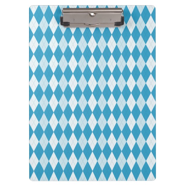 Peacock Blue Argyle Small Diamond Shape Clipboard (Front)