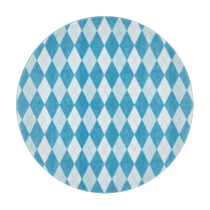 Peacock Blue Argyle Small Diamond Shape Cutting Board