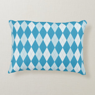 Peacock Blue Argyle Small Diamond Shape Decorative Cushion
