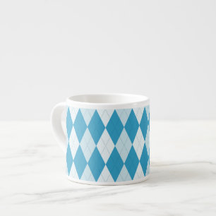 Peacock Blue Argyle Small Diamond Shape Espresso Cup