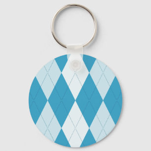 Peacock Blue Argyle Small Diamond Shape Key Ring