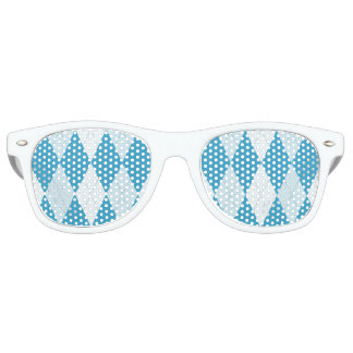 Peacock Blue Argyle Small Diamond Shape Retro Sunglasses