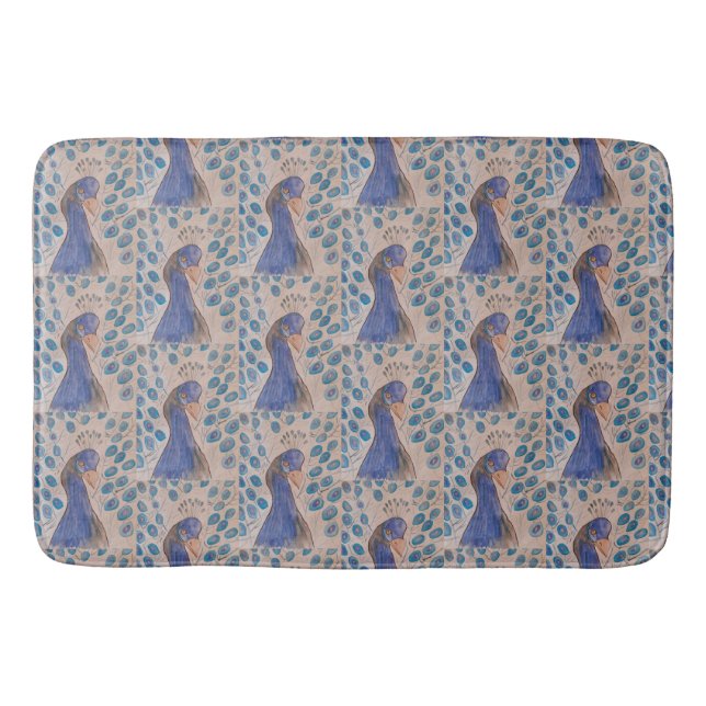 Peacock Blue  Bath Mat (Front)