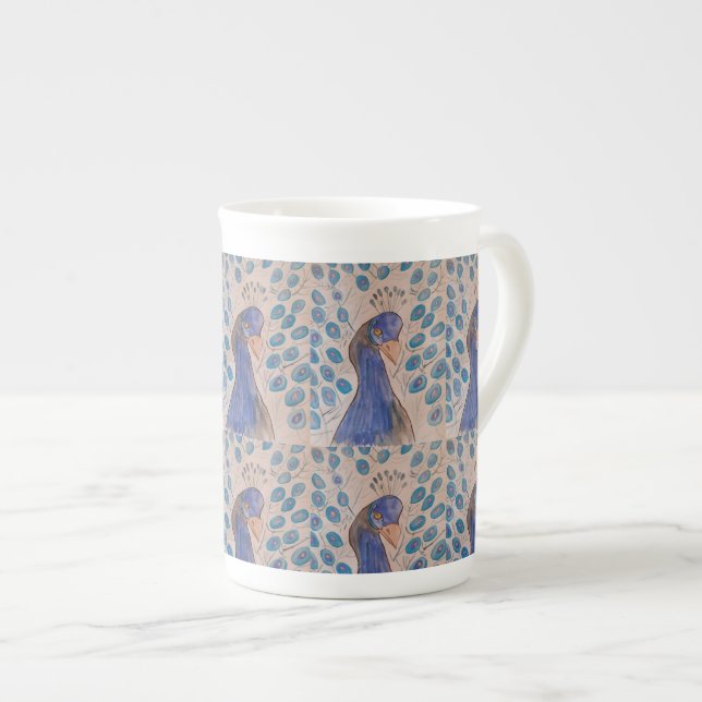 Peacock Blue  Bone China Mug (Front Right)
