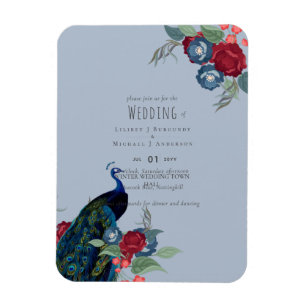 Peacock Blue Burgundy Winter Fall Wedding Budget Magnet