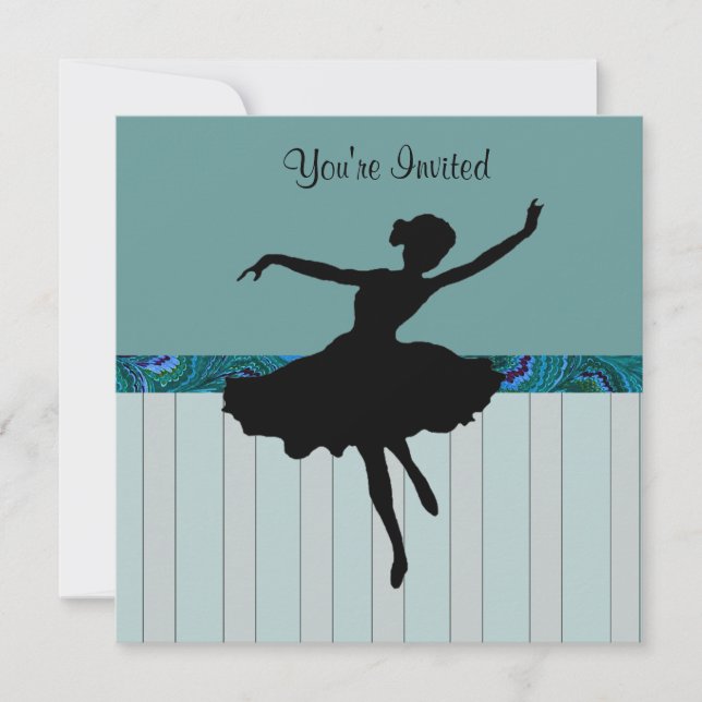 Peacock Blue Dance Party Invitation (Front)