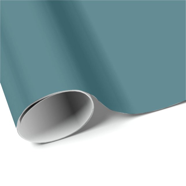 Peacock Blue Dark Aqua Deep Teal Solid Plain Colou Wrapping Paper (Roll Corner)