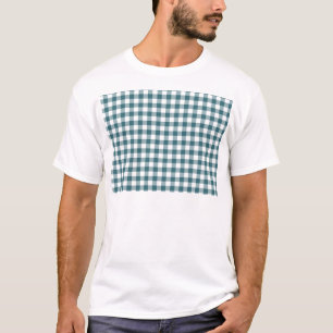 Peacock Blue (Dark Teal or Aqua) and White Gingham T-Shirt
