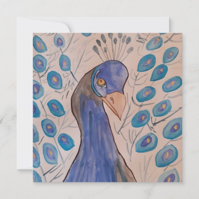 Peacock Blue Flat Greeting Card (Front)