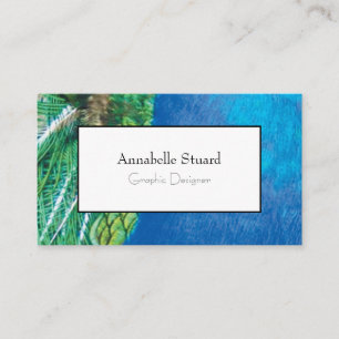 Peacock Blue Green Feathers Elegant Modern Unique Business Card