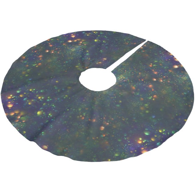Peacock Blue Green Galactic Glitter Brushed Polyester Tree Skirt (Angled)