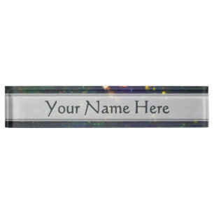 Peacock Blue Green Galactic Glitter Nameplate