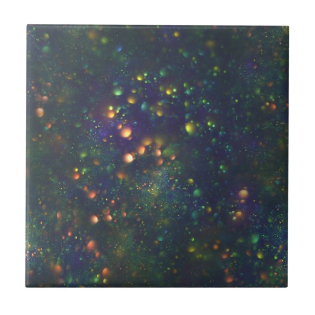 Peacock Blue Green Galactic Glitter Tile (Front)