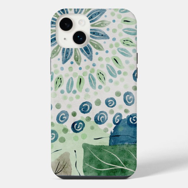 peacock blue green pattern floral  iPhone case (Back)