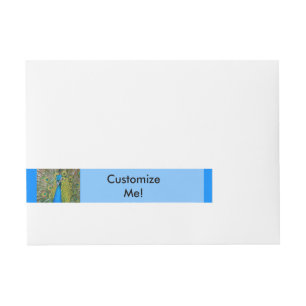 Peacock Blue Head with and Colourful Tail Feathers Wraparound Address Label