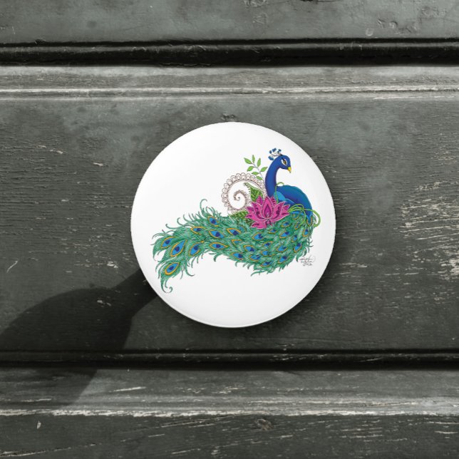 Peacock Blue Lotus Flower Henna Ceramic Knob (Creator Uploaded)