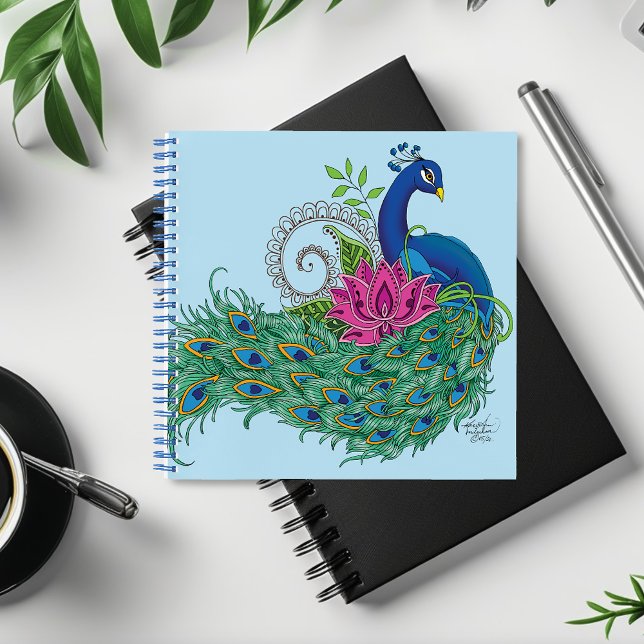 Peacock Blue Lotus Flower Henna Notebook (Creator Uploaded)