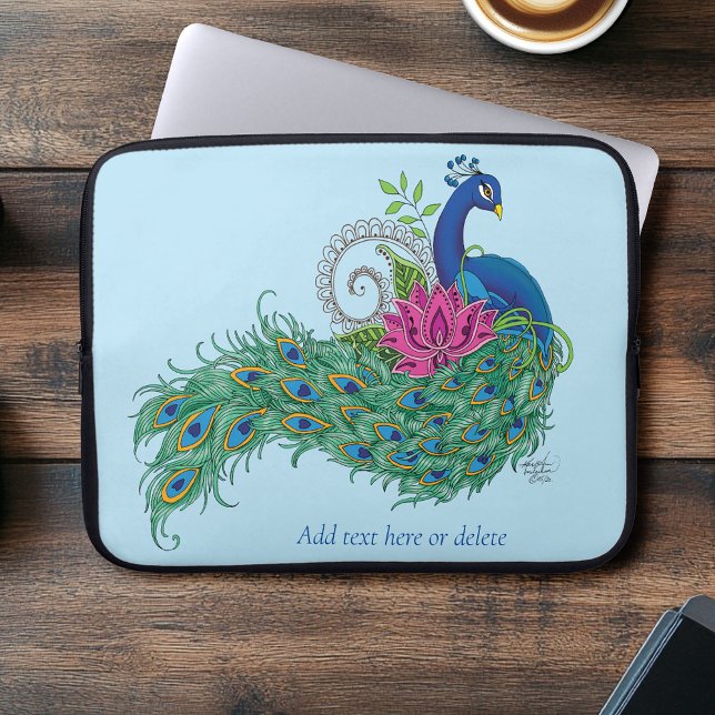 Peacock Blue Lotus Glower Henna Laptop Sleeve (Creator Uploaded)