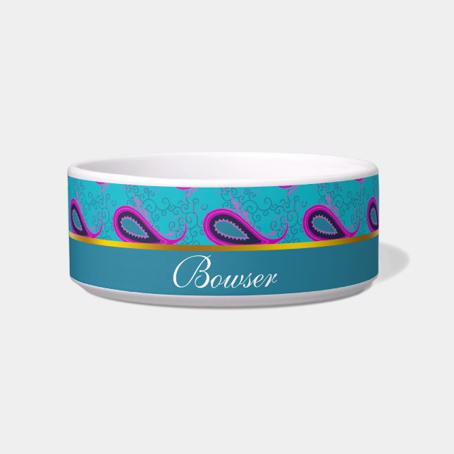 Peacock Blue Paisley Bowl (Front)