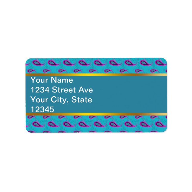 Peacock Blue Paisley Label (Front)