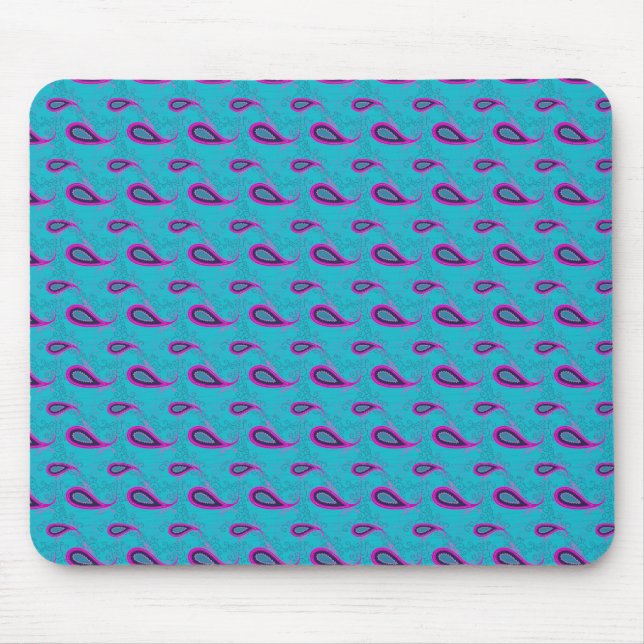 Peacock Blue Paisley Mouse Mat (Front)