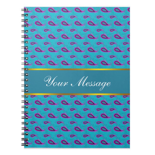 Peacock Blue Paisley Notebook (Front)