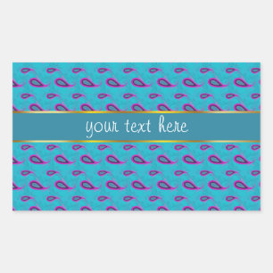 Peacock Blue Paisley Rectangular Sticker